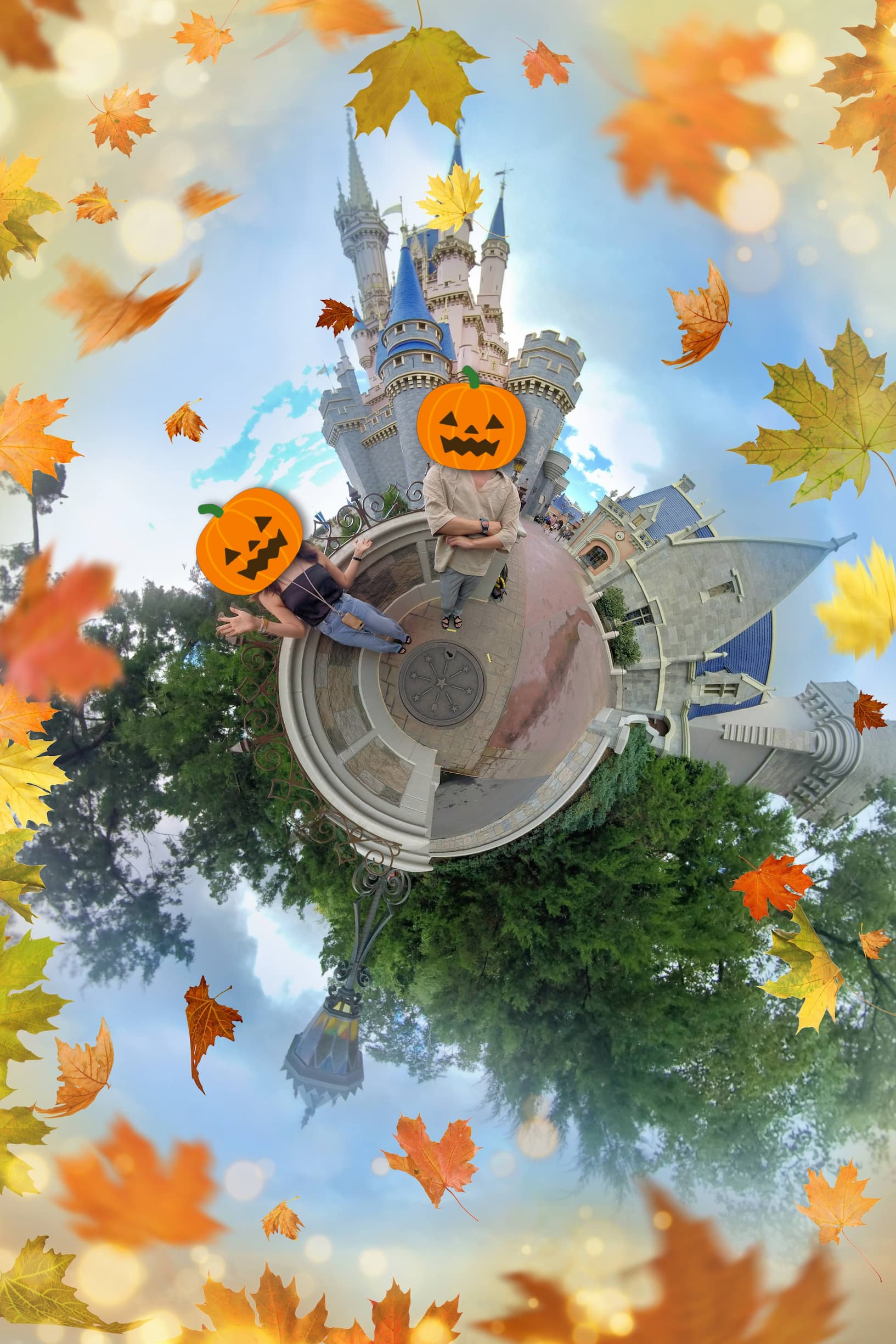 メモリーメーカーの360度写真。シンデレラ城前で撮影